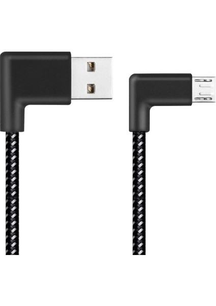 90 Derece Açı Konektörü Naylon Örgülü Akıllı Telefon Şarj Kablosu Android Için Mikro USB Hızlı Şarj Güç Kabloları Esnek ve Dayanıklı Evrensel Adaptör 0.2m (Yurt Dışından)