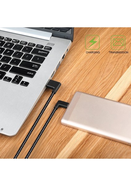 90 Derece Açı Konektörü Naylon Örgülü Akıllı Telefon Şarj Kablosu Android Için Mikro USB Hızlı Şarj Güç Kabloları Esnek ve Dayanıklı Evrensel Adaptör 0.2m (Yurt Dışından)
