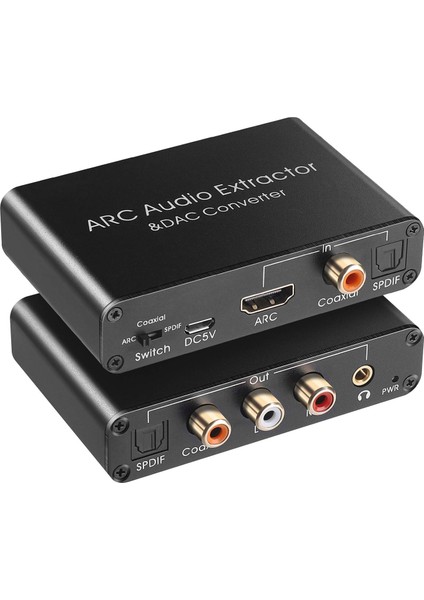 Ses Çıkarıcı 192KHZ Dac Dönüştürücü Arc Ses Çıkarıcı Desteği Dijital HDMI Uyumlu Ses - Analog Stereo Ses (Yurt Dışından)