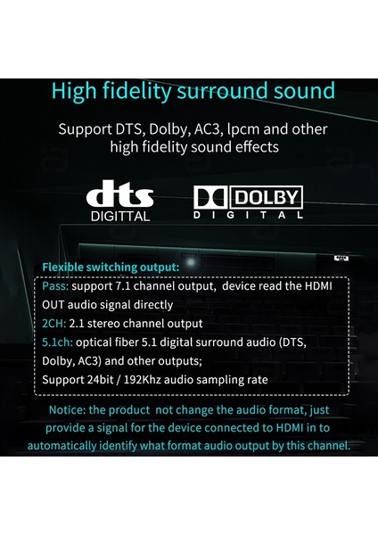 HDMI Ses Çıkarıcı Hdcp Cec + Optik Toslınk Spdıf + 3.5mm Rca Ses Dönüştürücü 4K x 2k 3D HDMI Ses Dağıtıcı Adaptörü (Yurt Dışından)