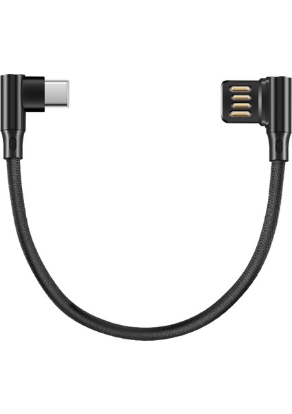 Usb-C 3.1 Type-C Sola Sağ Açılı 90 Derece USB 2.0 Veri Kablosu Kılıflı Tablet ve Telefon Için 15CM (Yurt Dışından)