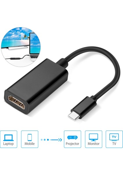 Type C - HDMI Uyumlu USB C - HDMI Uyumlu Video Kablosu Type-C - Hd Tv Ekran Adaptörü Usb3.1 4K 60Hz Dönüştürücü (Yurt Dışından)