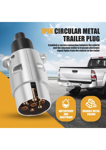 7-Pin Römork Fişi Ağır Hizmet Tipi Yuvarlak Pim 7 Kutuplu Kablo Konnektörü 12V Çekme Çubuğu Çekme Karavan Kamyon Fişi N Tipi Römork Ucu (Yurt Dışından)