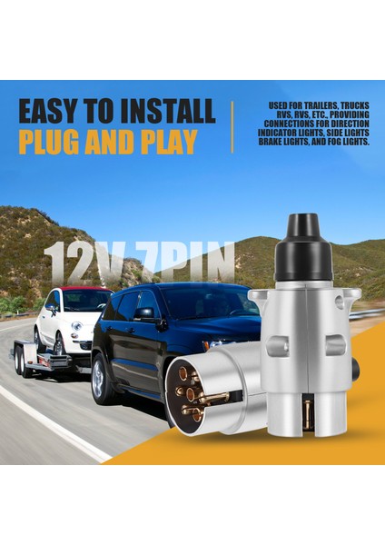7-Pin Römork Fişi Ağır Hizmet Tipi Yuvarlak Pim 7 Kutuplu Kablo Konnektörü 12V Çekme Çubuğu Çekme Karavan Kamyon Fişi N Tipi Römork Ucu (Yurt Dışından)