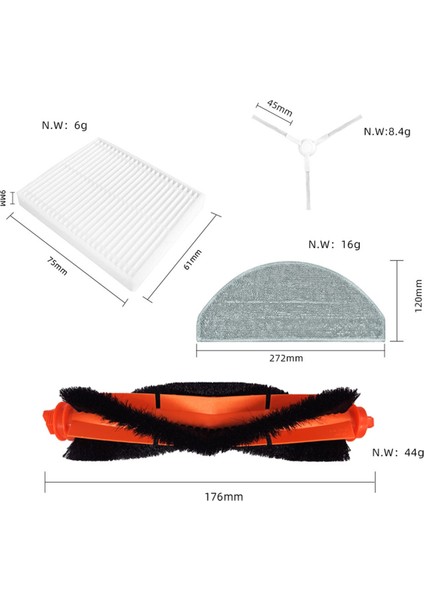 Xiaomi E10 B112 E12 Robotik Elektrikli Süpürge Ana Yan Fırça Paspas Bezi Hepa Filtre Yedek Parça Aksesuar Setleri (Yurt Dışından) modelleri