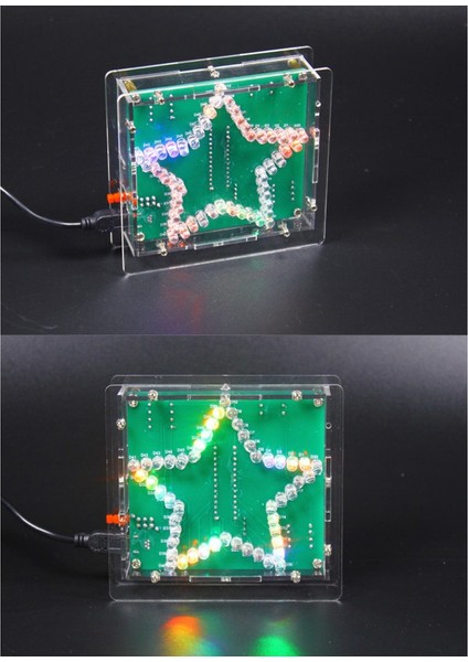 Dıy Elektronik Kiti Lehimleme Paketi Renkli Beş Köşeli Yıldız LED Yanıp Sönen Kayan Işık Devre Kartı Kiti, Kabuksuz (Yurt Dışından)