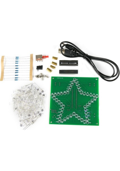 Dıy Elektronik Kiti Lehimleme Paketi Renkli Beş Köşeli Yıldız LED Yanıp Sönen Kayan Işık Devre Kartı Kiti, Kabuksuz (Yurt Dışından)