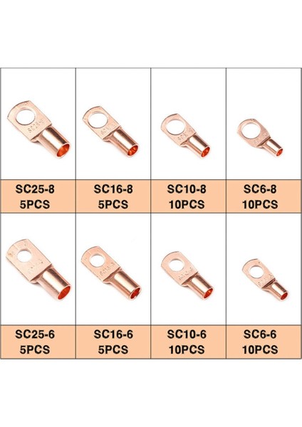 60PCS Sc6-25 Serisi Yuvarlak Soğuk Sıkma Terminali Konnektörleri Bakır Burun Teli Konnektörleri Altın (Yurt Dışından)