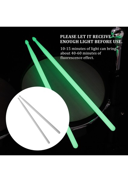 Çift 5A Aydınlık Davul Sopa Bateri Seti Floresan Bagetler Caz Drumsticks Sahne Karanlıkta Glow Davul Aksesuarları Yeşil (Yurt Dışından)