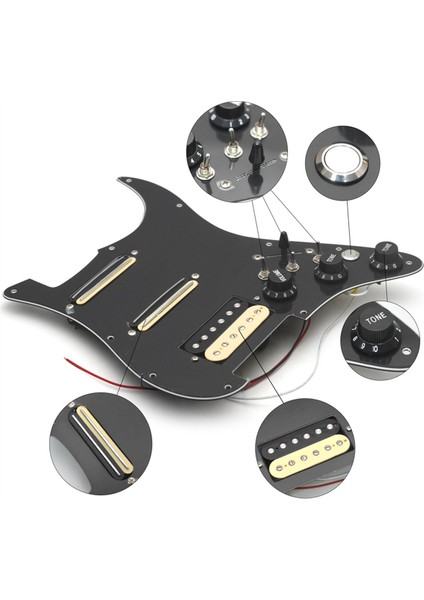 Ssh-Bobin Bölme Elektro Gitar Pickguard 2 Mini Humbucker + 1humbuke+Susturma Anahtarı Yüklü Önceden Kablolanmış Scratchplate B (Yurt Dışından)