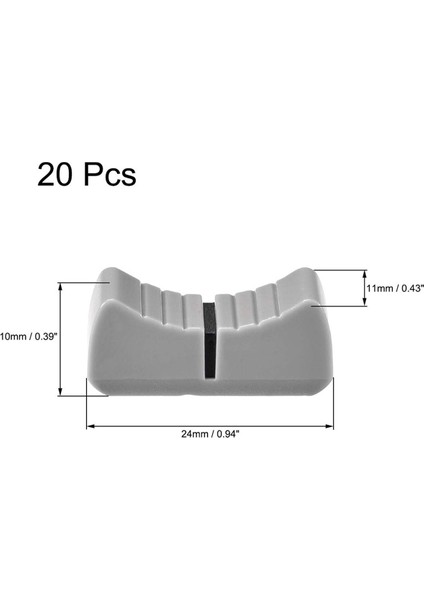20 Adet 24MM x 11MM x 10MM Konsol Mikser Slider Fader Topuzlar Için Yedek Potansiyometre Gri Topuzu Siyah Mark (Yurt Dışından)