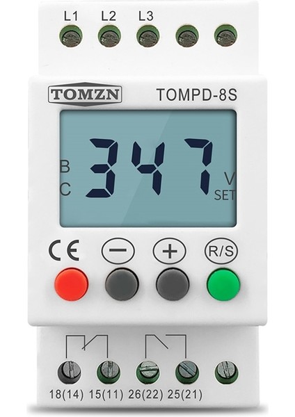 Tomzn 3 Fazlı Din Ray Gerilim Rölesi Altında Ayarlanabilir Aşırı Gerilim Koruyucu Gerilim Izleme Koruma Rölesi Tompd-8s (Yurt Dışından)