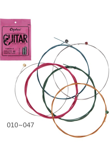 Orphee 6 Adet/takım Akustik Gitar Telleri Çok Renkli Bakır Teller Tam Parlak Ton ve Ekstra Işık ile TX620-C (Yurt Dışından)