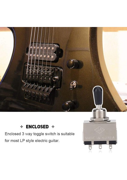 1 Adet Gitar 3 Yollu Geçiş Anahtarı, Metal Kapalı 3 Yollu Seçici Anahtarı Siyah Ucu Topuzu ile Lp Tarzı Elektro Gitar Için Yedek Parça (Yurt Dışından)