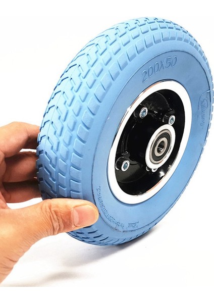 200X50 Elektrikli Scooter Katı Ön Tekerlek 8 Inç Scooter Siyah Tekerlek Göbeği Mavi Katı Lastik ile Lastiği Şişirmeye Gerek Yok (Yurt Dışından)