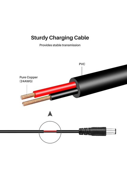 3,5 mm x 1,3 mm Siyah USB Kablosu Kurşun Şarj Cihazı Kablosu Güç Kaynağı (Yurt Dışından) modelleri