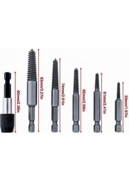 6 Adet Hasarlı Vida ve Kırık Cıvata Çıkarıcı Seti ile 1/4 Hızlı Değişim Milleri Alet Kiti Kötü Vida Saplama Sökücü (Yurt Dışından)