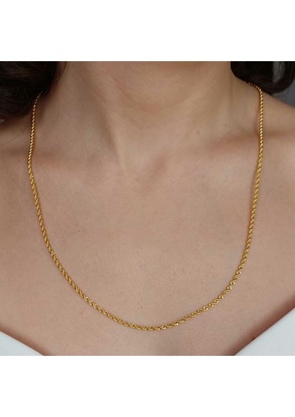 22 Ayar Altın Halat Burgu Zincir Kolye 60 Cm 4.79 Gr. (Kalınlık 2mm) ABY22ZC004