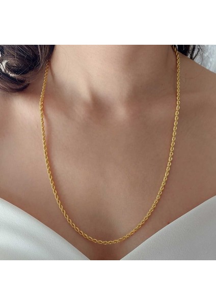 22 Ayar Altın Halat Burgu Zincir Kolye 60 Cm 10.59 Gr. (Kalınlık 3mm) ABY22ZC007