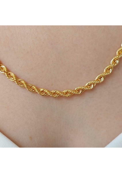 22 Ayar Altın Halat Burgu Zincir Kolye 70 Cm 16.15 Gr. (Kalınlık 4mm) ABY22ZC012