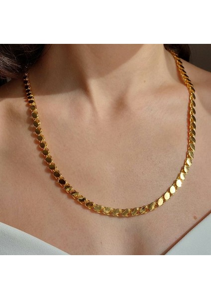 22 Ayar Altın Halep Pullu Zincir Kolye (6mm Kalınlık) 60 Cm 25.86 Gr. ABY22ZC024