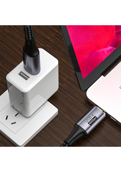 USB Tam Fonksiyonlu Veri Kablosu, 40G 100W Tip C Veri Kablosu, Thunderbolt 3 Yüksek Hızlı Hızlı Şarj, Tip-C Erkek - Erkek Kablo (Yurt Dışından)