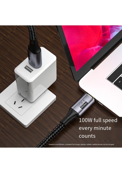 USB Tam Fonksiyonlu Veri Kablosu, 40G 100W Tip C Veri Kablosu, Thunderbolt 3 Yüksek Hızlı Hızlı Şarj, Tip-C Erkek - Erkek Kablo (Yurt Dışından)