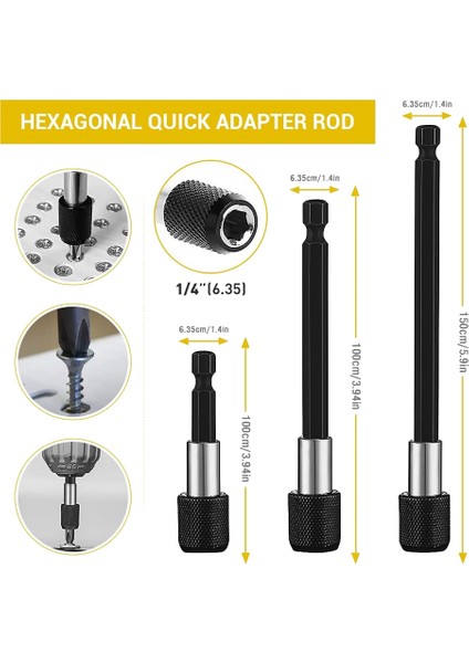 Esnek Matkap Uzatma Kiti 19 Parça, Altıgen Şaftlı 105° Dik Açılı Matkap Aksesuarı, 3 Parça Matkap Tutucu Uzantısı (Yurt Dışından)