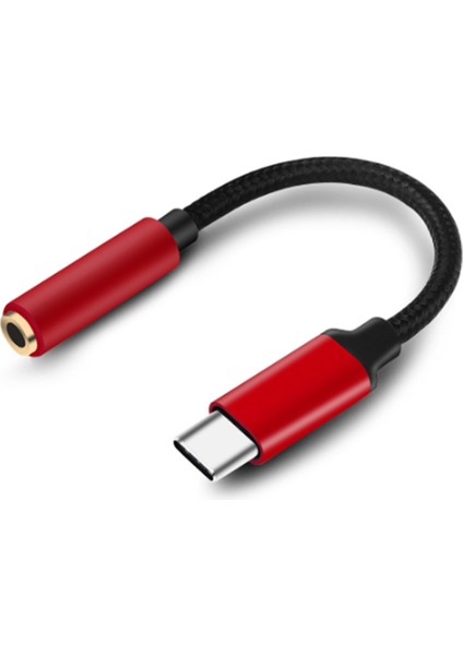 Typec - Android Telefon Dinleme Için Kulaklık Adaptörüne Type-C - 3,5mm Ses Adaptörü Arayüz Kablosu (Kırmızı) (Yurt Dışından)