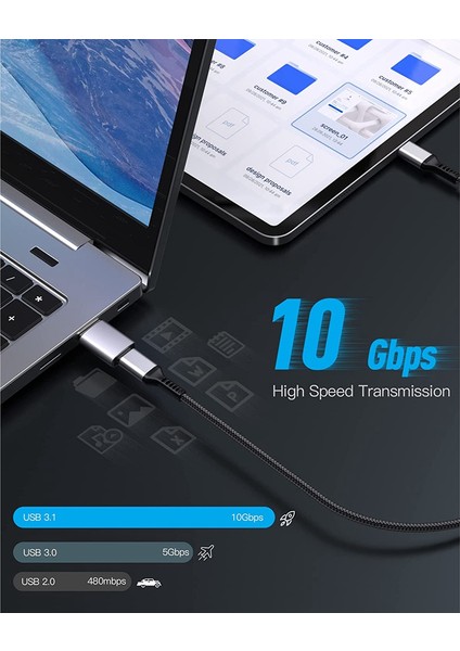 USB - USB C 3.1 Adaptör, USB C Dişi - USB Erkek Adaptör, IPhone Samsung Galaxy Macbook, Chromebook Google Pixel Için (Yurt Dışından)