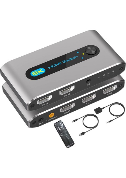HDMI Uyumlu 4'ü 1 Arada Anahtar Ayırıcı 120Hz 4 Portlu 8k Ayırıcı Switcher Ps5 Anahtarı Tv Kutusu -Ab Tak (Yurt Dışından)
