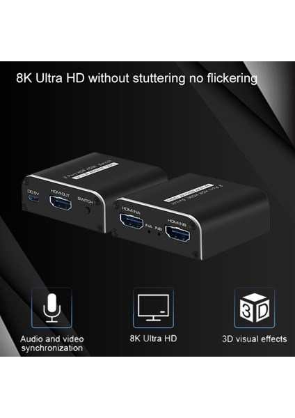 SW034 Switcher HDMI Uyumlu 2.1 2 In 1 Out 8K@60Hz 4K@120Hz Anahtar Adaptörü Desteği Hdr Için Ps4 Ps5 Dizüstü Pc Tv (Yurt Dışından)