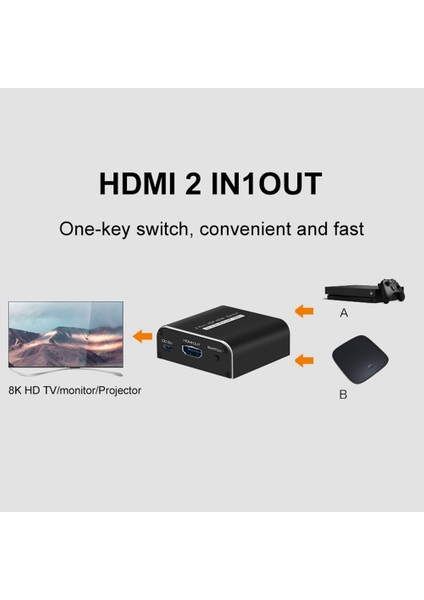 SW034 Switcher HDMI Uyumlu 2.1 2 In 1 Out 8K@60Hz 4K@120Hz Anahtar Adaptörü Desteği Hdr Için Ps4 Ps5 Dizüstü Pc Tv (Yurt Dışından)