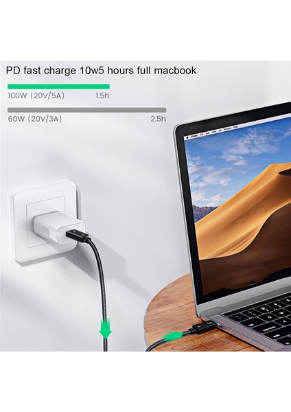 Thunderbolt 4 Kablosu Için Usb4 40 Gbps USB Tip C'den Tip C'ye Pd 100 W 8 K Kablo Macbook Için Veri Aktarımı Usb-C Kablosu, 1 M (Yurt Dışından)
