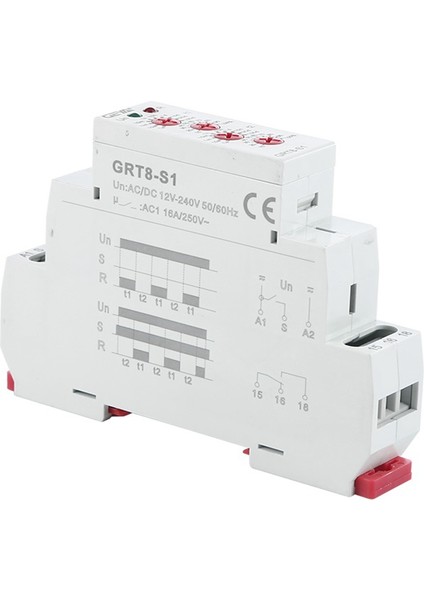 Geya Grt8-S Asimetrik Çevrim Zamanlayıcı Rölesi Spdt 16A Elektronik Tekrar Rölesi, Grt8-S1 ACDC12V-240V (Yurt Dışından)