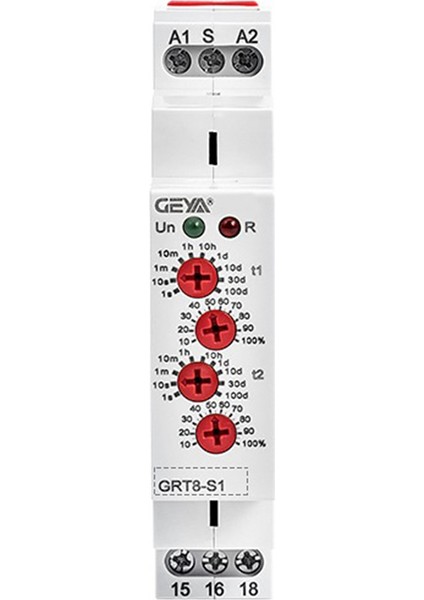 Geya Grt8-S Asimetrik Çevrim Zamanlayıcı Rölesi Spdt 16A Elektronik Tekrar Rölesi, Grt8-S1 ACDC12V-240V (Yurt Dışından)