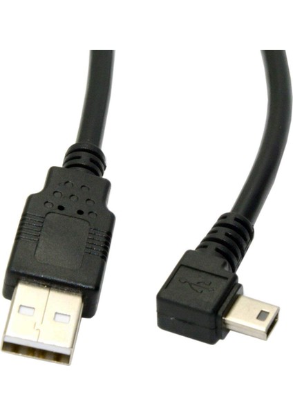 1.8 M Mini USB B Tipi 5pin Erkek 90 Derece Sol Açılı USB 2.0 Erkek Veri Kablosu Siyah Renk (Yurt Dışından)