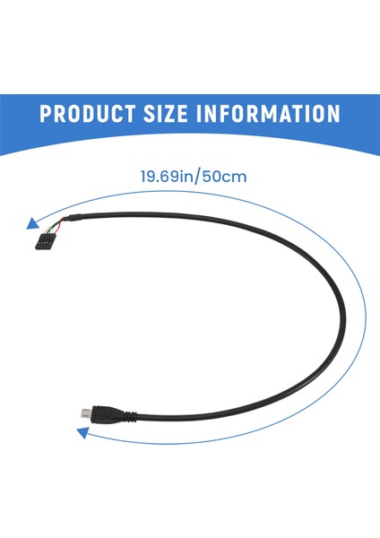 (2'li Paket) 50 cm 5 Pin Anakart Dişi Başlık - Mikro USB Erkek Adaptör Dupont Uzatma Kablosu (5pin/mikro Usb) (Yurt Dışından)