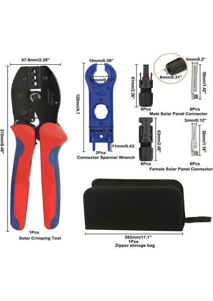 Solar Crimper Tool Kit 2.5/4.0/6.0mm² Güneş Paneli Için Güneş Aletleri Açık Fiş Tipi Konnektör Için Pv Kablosu (Yurt Dışından)