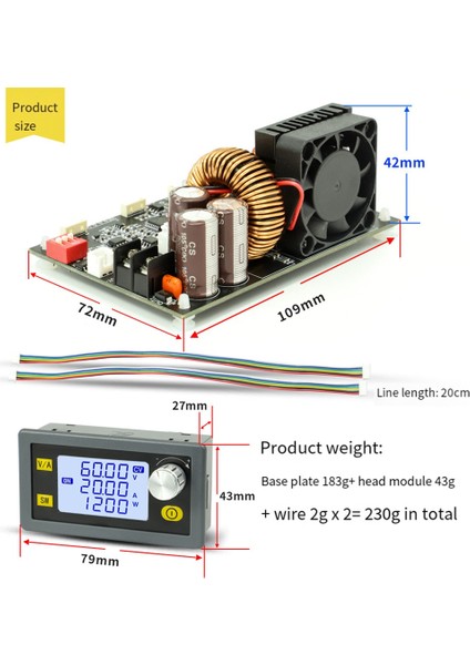 1200W Dc Cnc Antihipertansif Boost Dönüştürücü 6-70V Ayarlanabilir Güç Kaynağı Girişi Sabit Voltaj Solar Şarj Modülü (Yurt Dışından)