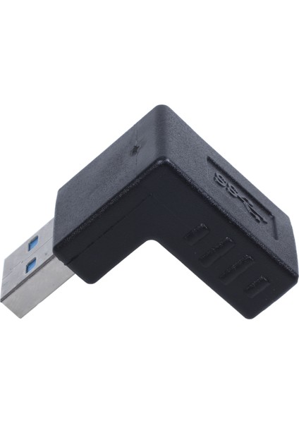 90 Derece USB 3.0 A Erkek - Dişi M/f Fiş Adaptörü Konnektörü Siyah (Yurt Dışından)