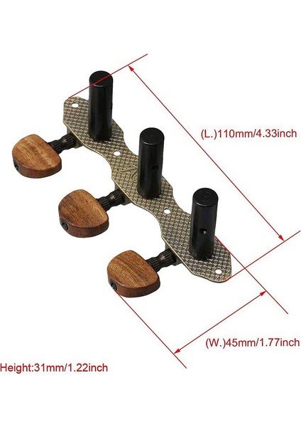 2 Adet Gitar Tuner Akort Tuşları Klasik Gitar Için Mandal Makine Kafaları (Yurt Dışından)
