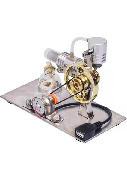 L-Shape Stirling Motor Modeli, USB Konektörlü ve Gece Işığı, Stirling Motor Modeli Eğitici Oyuncak (Yurt Dışından)