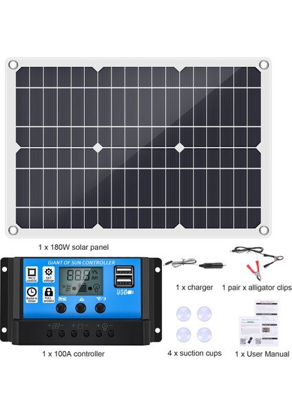 Karavan Tekne Rv Için 100A Denetleyicili 180W Güneş Paneli Kiti 12V Pil Şarj Cihazı (Yurt Dışından) fırsatları