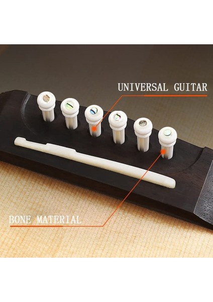 6 Dize Akustik Gitar Gülağacı Köprü Sele Pimleri Seti Köprü Ahşap ve Altı Köprü Pimleri ve Köprü Somunu ve Eyer (Yurt Dışından)