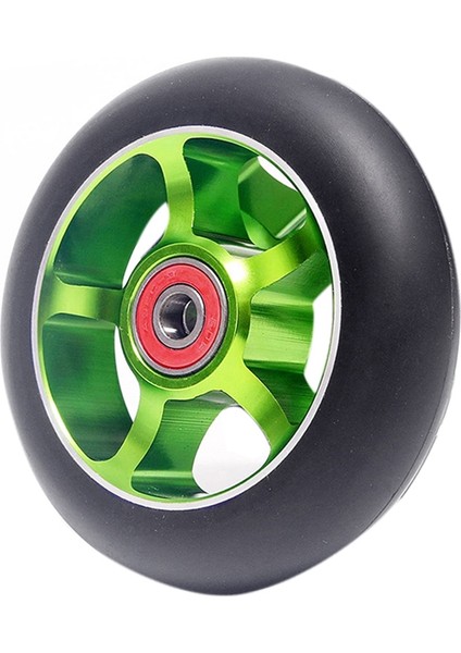 2 Adet 100MM Scooter Yedek Tekerlekler Rulmanlar Alüminyum Aşınmaya Dayanıklı Pu Scooter Parçaları Scooter Aksesuarları, Yeşil (Yurt Dışından)