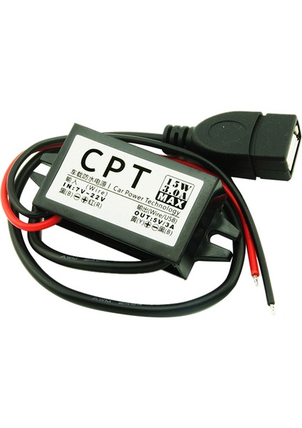 Dc 7-22V Ila 5V 3A USB Dişi Adım Aşağı Dönüştürücü Regülatörü Aşırı Yük Aşırı Düşük Voltaj Koruması ile Araba Için Su Geçirmez (Yurt Dışından)