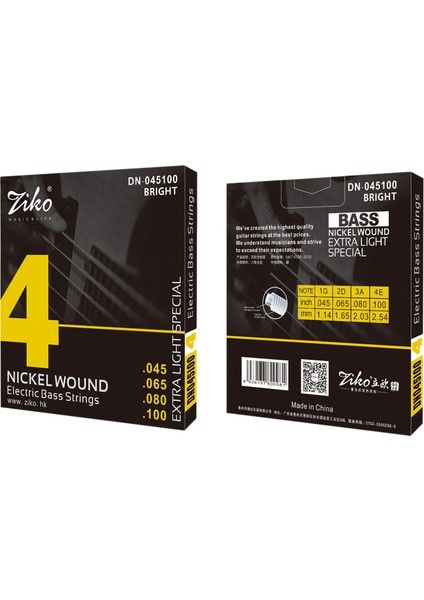 Ziko Elektrik Bas Gitar 4 Dize Bas Gitar Dizeleri 6 Nikel Profesyonel Dizeler DN-045100 Olur (Yurt Dışından)