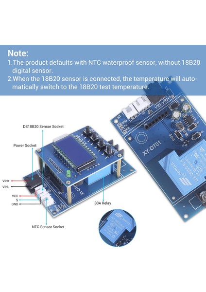 XY-DT01 Dijital Sıcaklık Kontrol Cihazı -40-110°C LCD Ekranlı ve Su Geçirmez Sensörlü Dijital Mikro Dijital Termostat (Yurt Dışından)