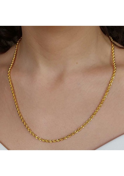 14 Ayar Altın Halat Burgu Zincir 55cm 6.45 Gram 3mm